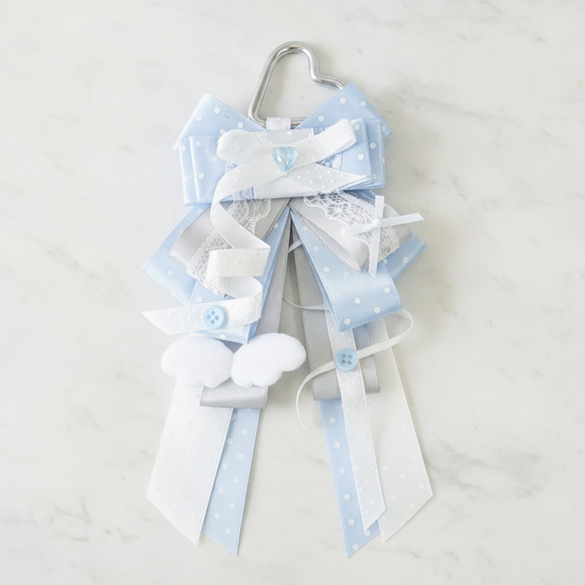 Ribbon Bow Bag Charm - Sky Blue