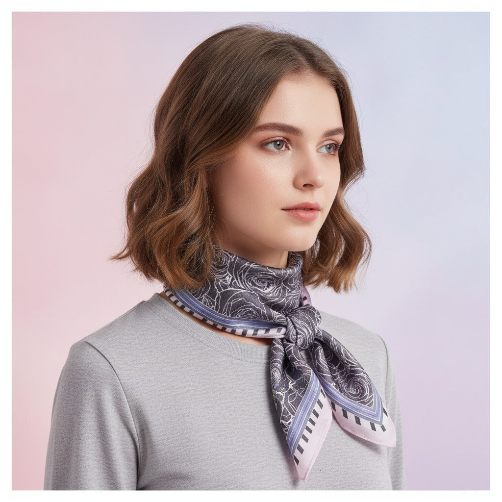 Rose Garden Silk Scarf - Mauve Rose