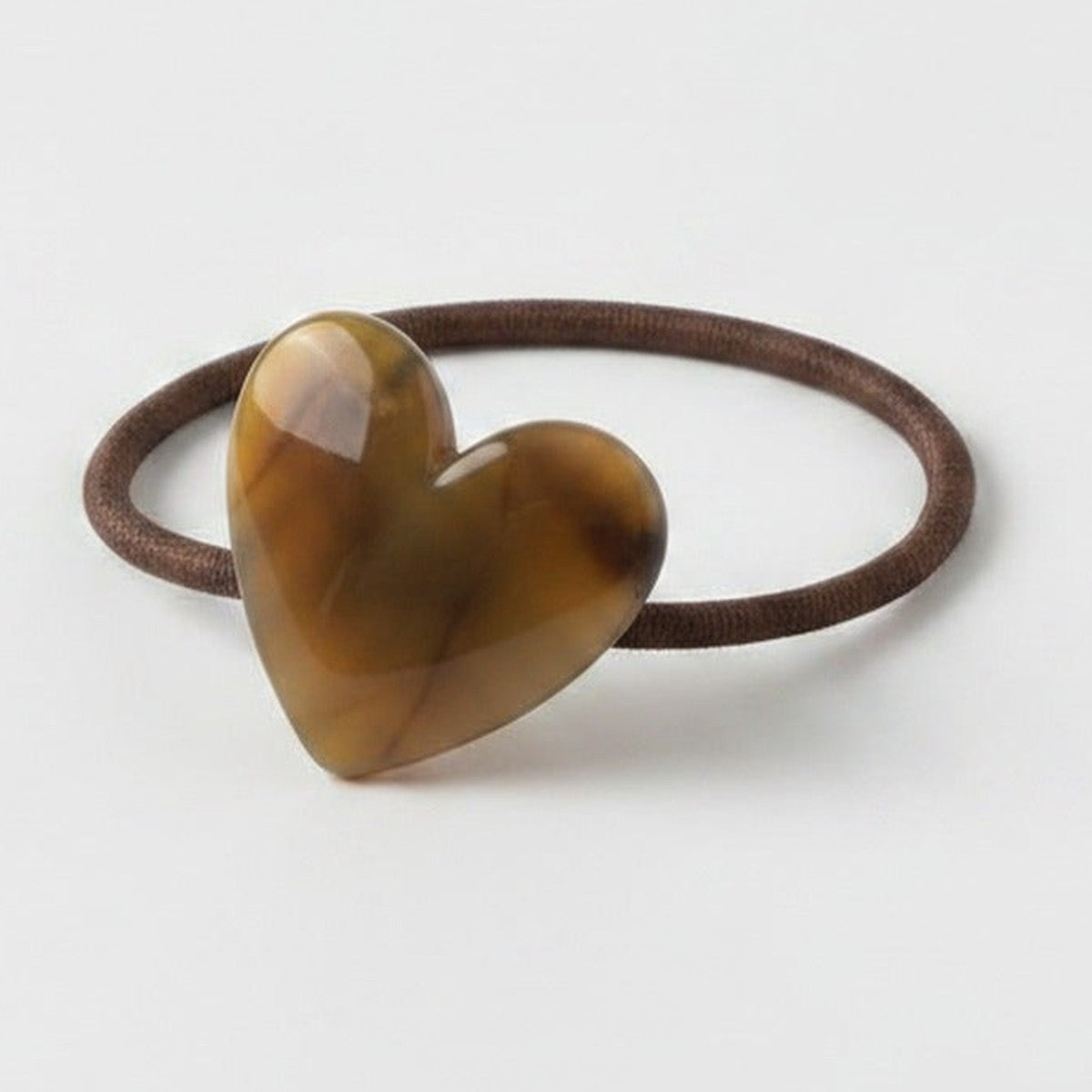 Olive Heart Charm Hair Tie Scrunchie – hair accessories (view 1)