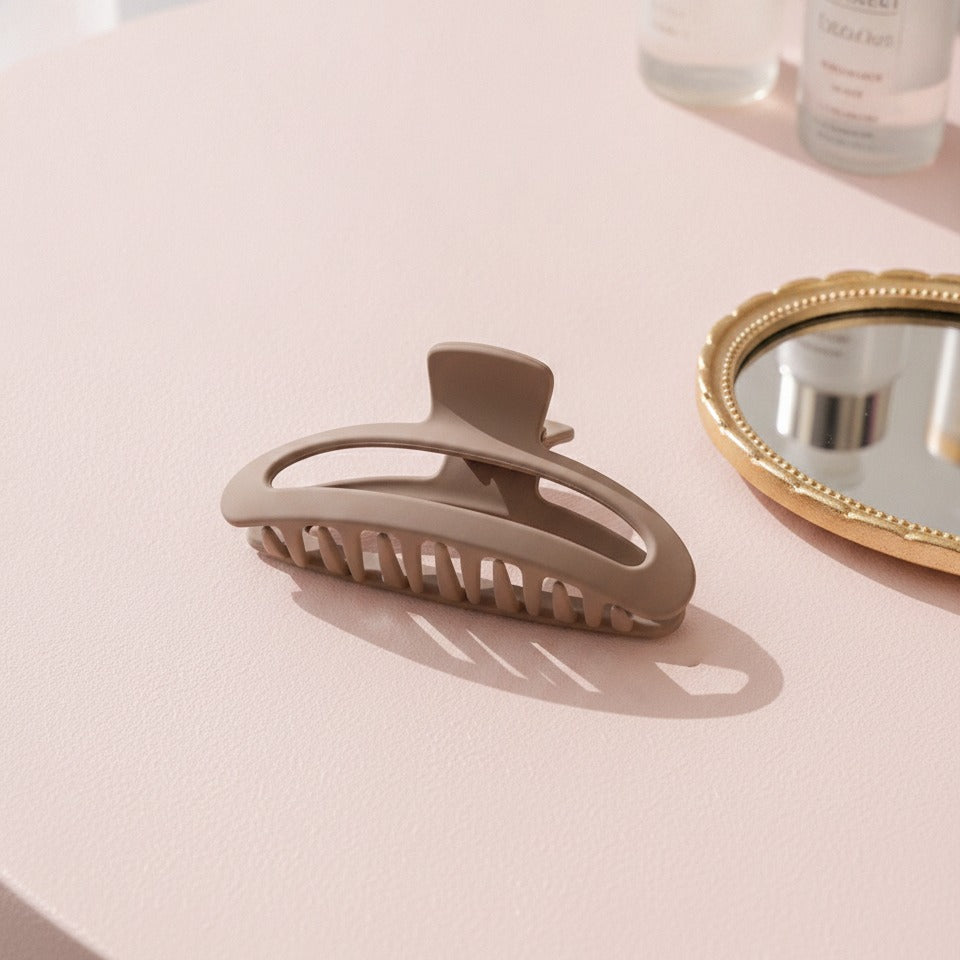 Matte Pointed Hair Claw Clip - Warm Taupe