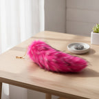 Fluffy Faux Fur Tail Keychain - Hot Pink