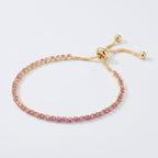 Cubic Zirconia Adjustable Tennis Bracelet - Gold Pink Crystal – jewelry (view 1)