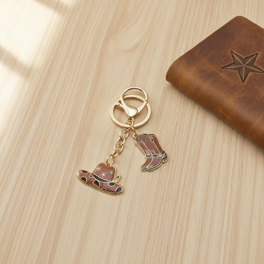 Western Charm Keychain Set - Bandana, Brown