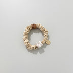 Ruched Scrunchie Duo With Charms Cream & Brown