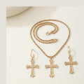 Gold Cross Rhinestone Necklace And Earring Set – jewelry