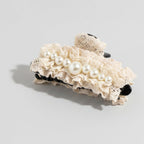 Cream Lace Pearl Hair Claw Clip – hair accessories (view 1)