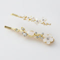 Gold Pearl and Crystal Hair Clip Set – hair accessories (view 1)