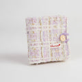 Tweed Button-Charm Square Notebook - Chanel Style Purple with 20 Pages – stationery (view 1)