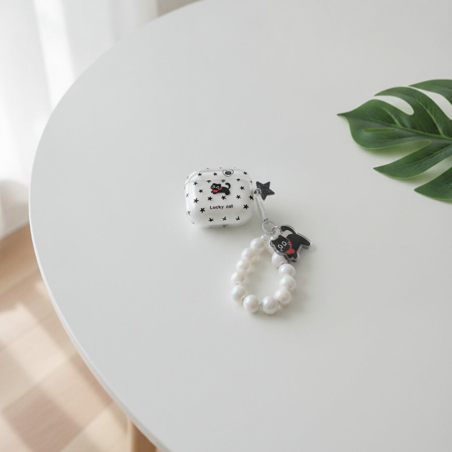 Lucky Cat Star AirPods Case - Stars & Cat (for AirPods 4)