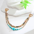 Boho Turquoise Beaded Multi Layer Bag Chain Charm - Gold