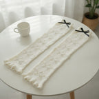 Fuzzy Bow Leg Warmers - White