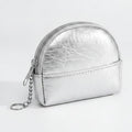 Silver Metallic Crescent Coin Purse With Keychain – bags & wallets (view 1)