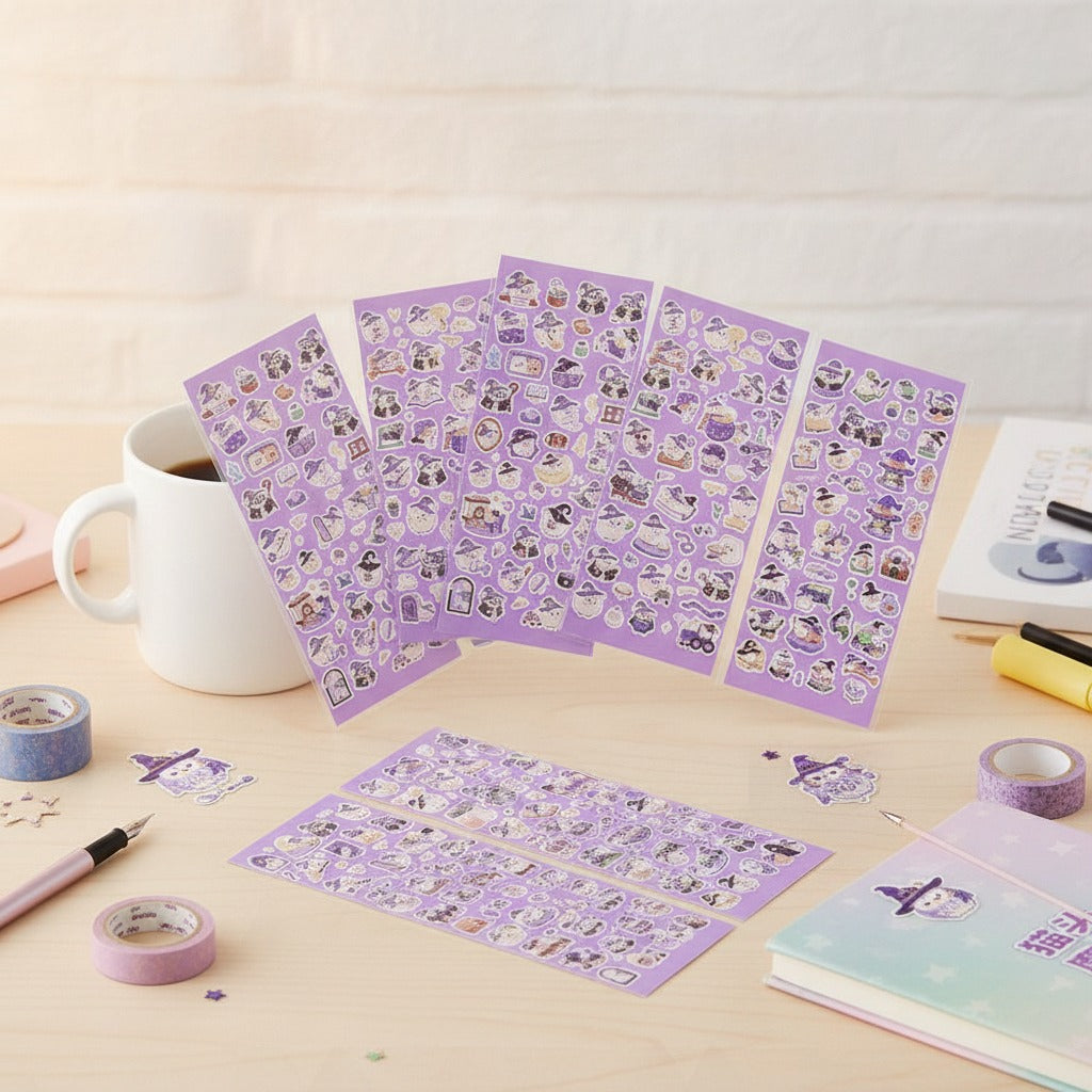 Aesthetic Word Art Sticker Sheet Set - Owl Magic