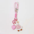 Pink Beaded Duck Charm Acrylic Keyring Heart – novelty & toys (view 1)