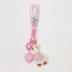 Pink Beaded Duck Charm Acrylic Keyring Heart – novelty & toys (view 1)