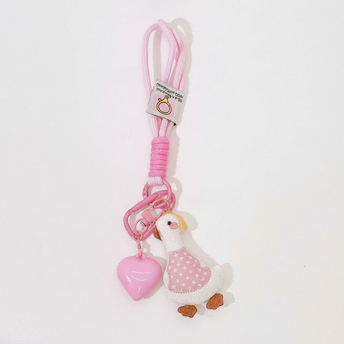 Pink Beaded Duck Charm Acrylic Keyring Heart – novelty & toys (view 1)