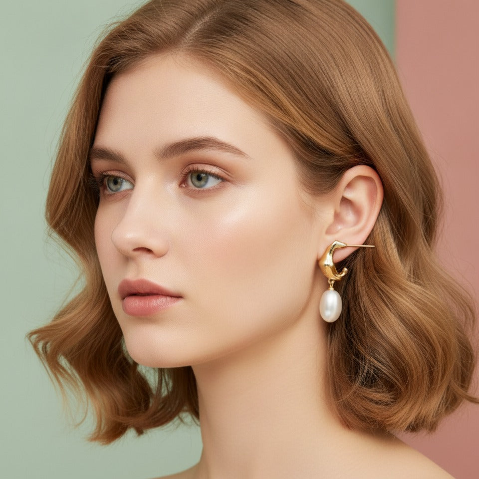 Twisted Pearl Drop Earrings