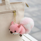 Fuzzy Squirrel Keychain - Pink