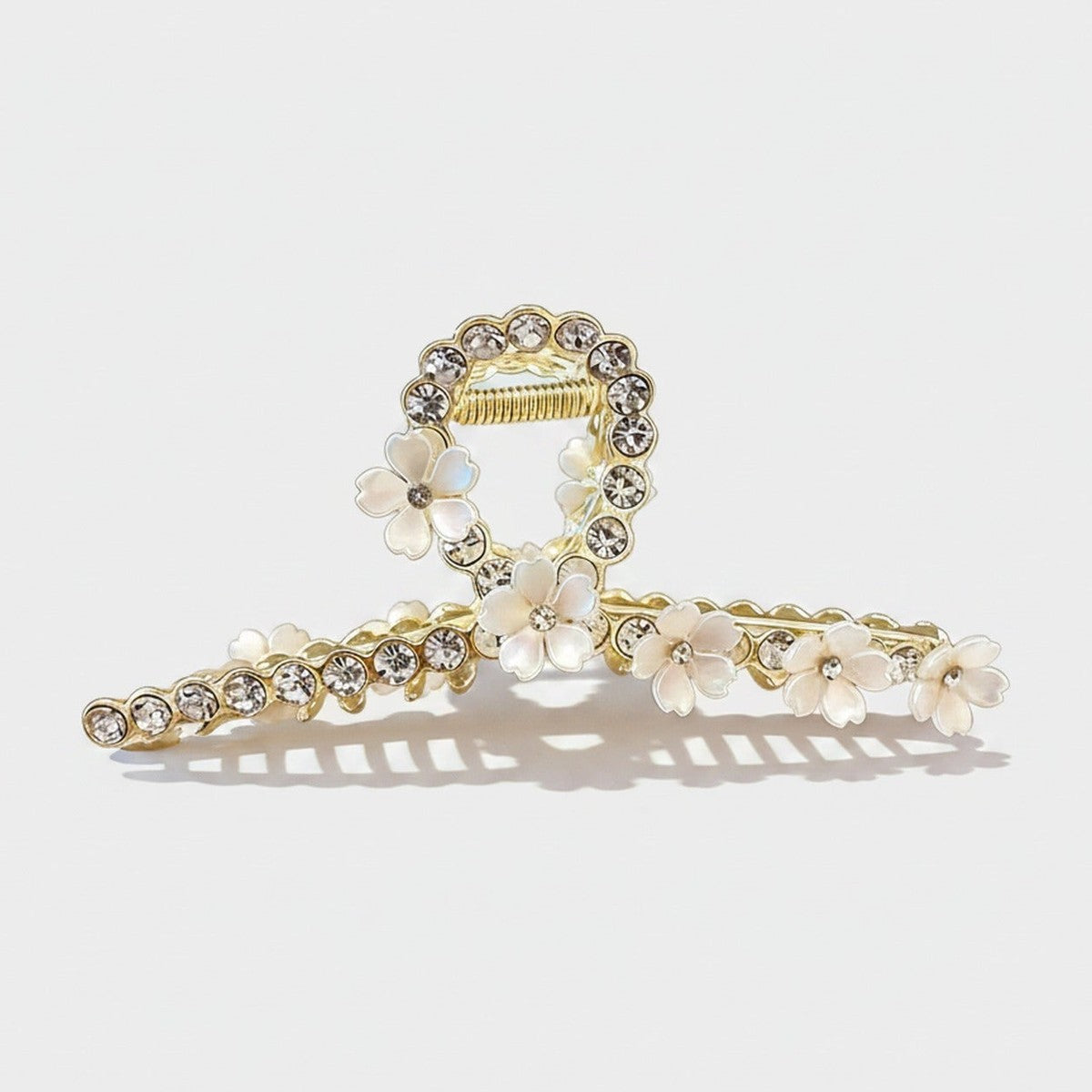 Flower Rhinestone Gold Hair Claw Clip – hair accessories (view 1)