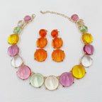 Colorful Resin Bubble Beaded Necklace Earring Set – jewelry (view 1)