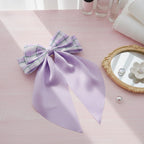 Gingham Bow Hair Claw - Purple Gingham