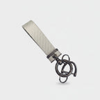 Textured Tube Keychain with Metal Hardware Pearl White