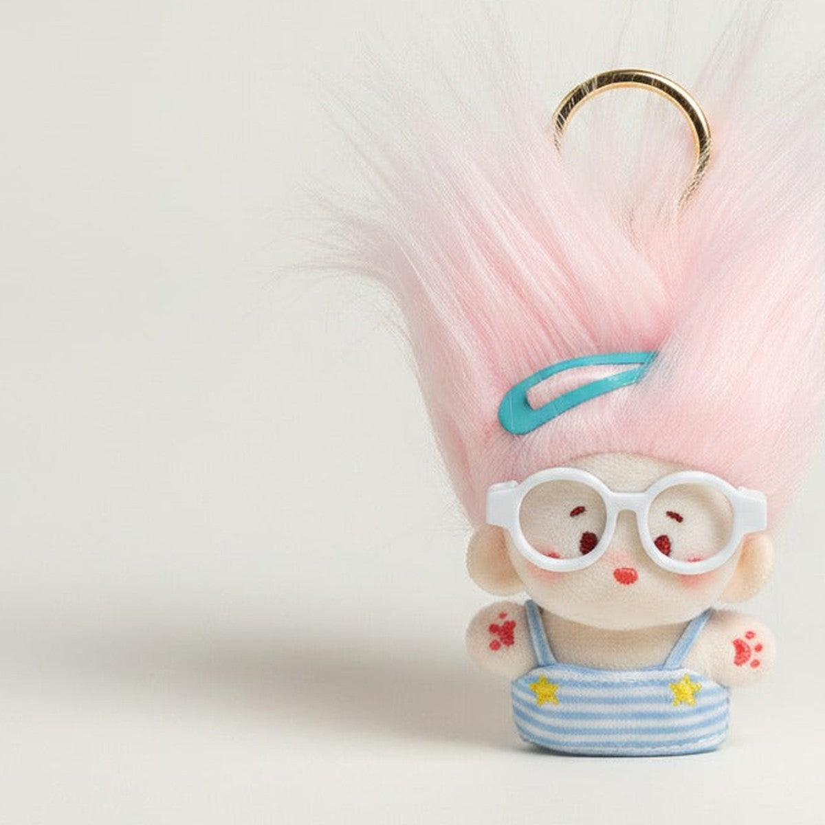 Fluffy Hair Glasses Plush Keychain – novelty & toys (view 1)