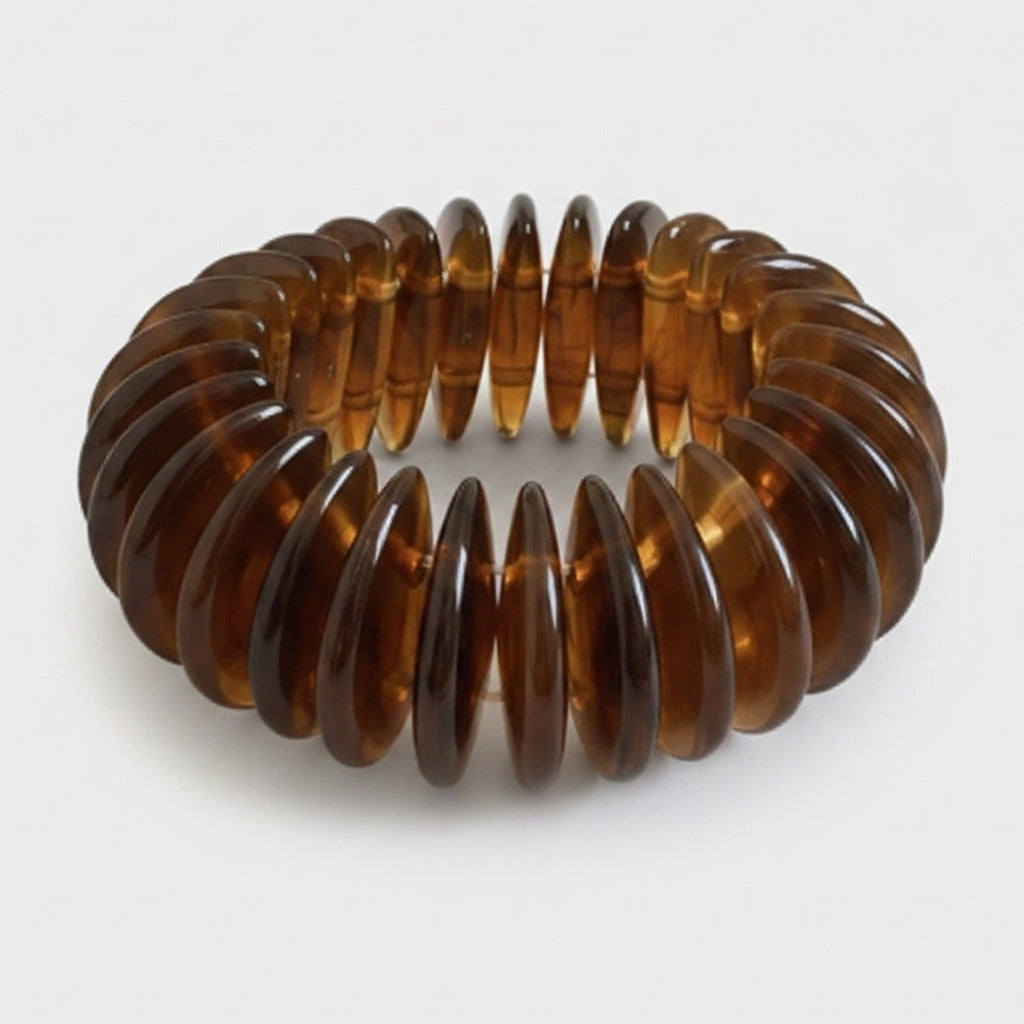 Amber Tortoiseshell Ribbed Resin Bracelet – jewelry (view 1)