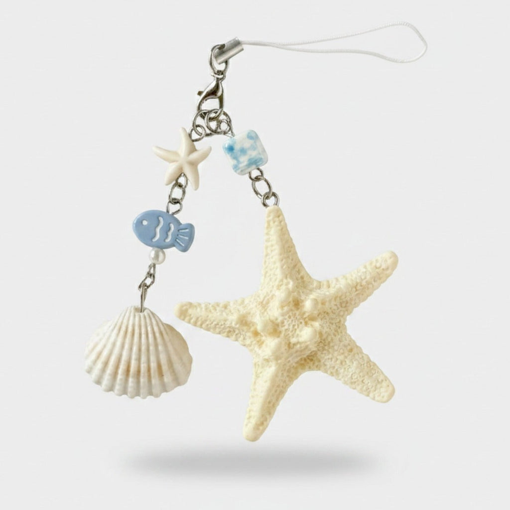 Ocean Starfish Charm Keyring With Shell Accents – novelty & toys (view 1)