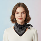 Ornate Bandana Square Scarf - Charcoal