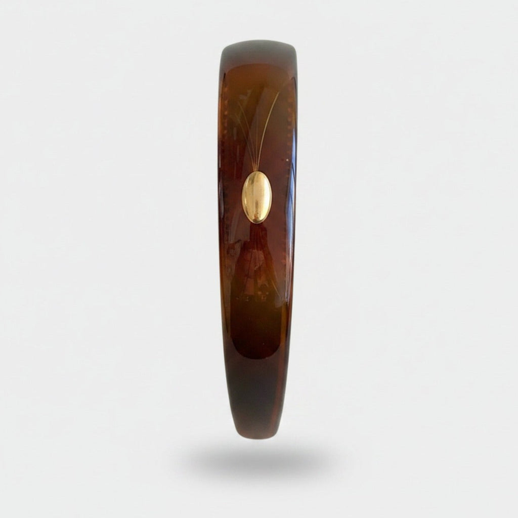 Tortoiseshell Brown Oval Gold Inlay Headband – hair accessories (view 1)