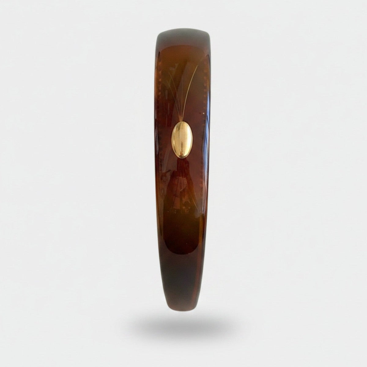 Tortoiseshell Brown Oval Gold Inlay Headband – hair accessories (view 1)