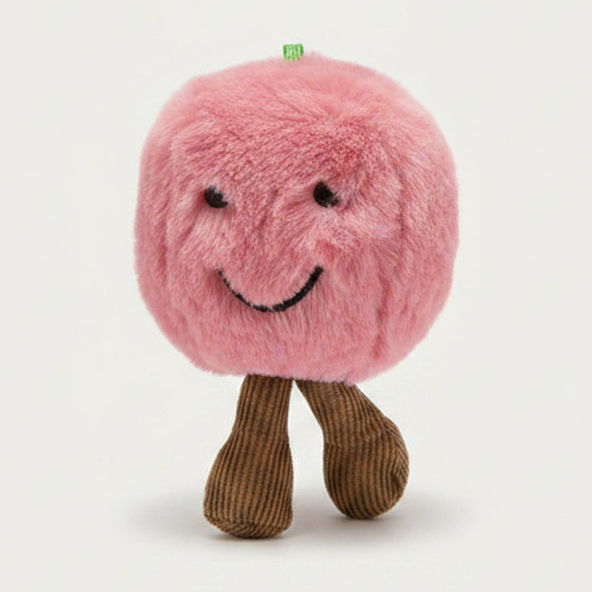 Fuzzy Smiley Face Keychain - Pink