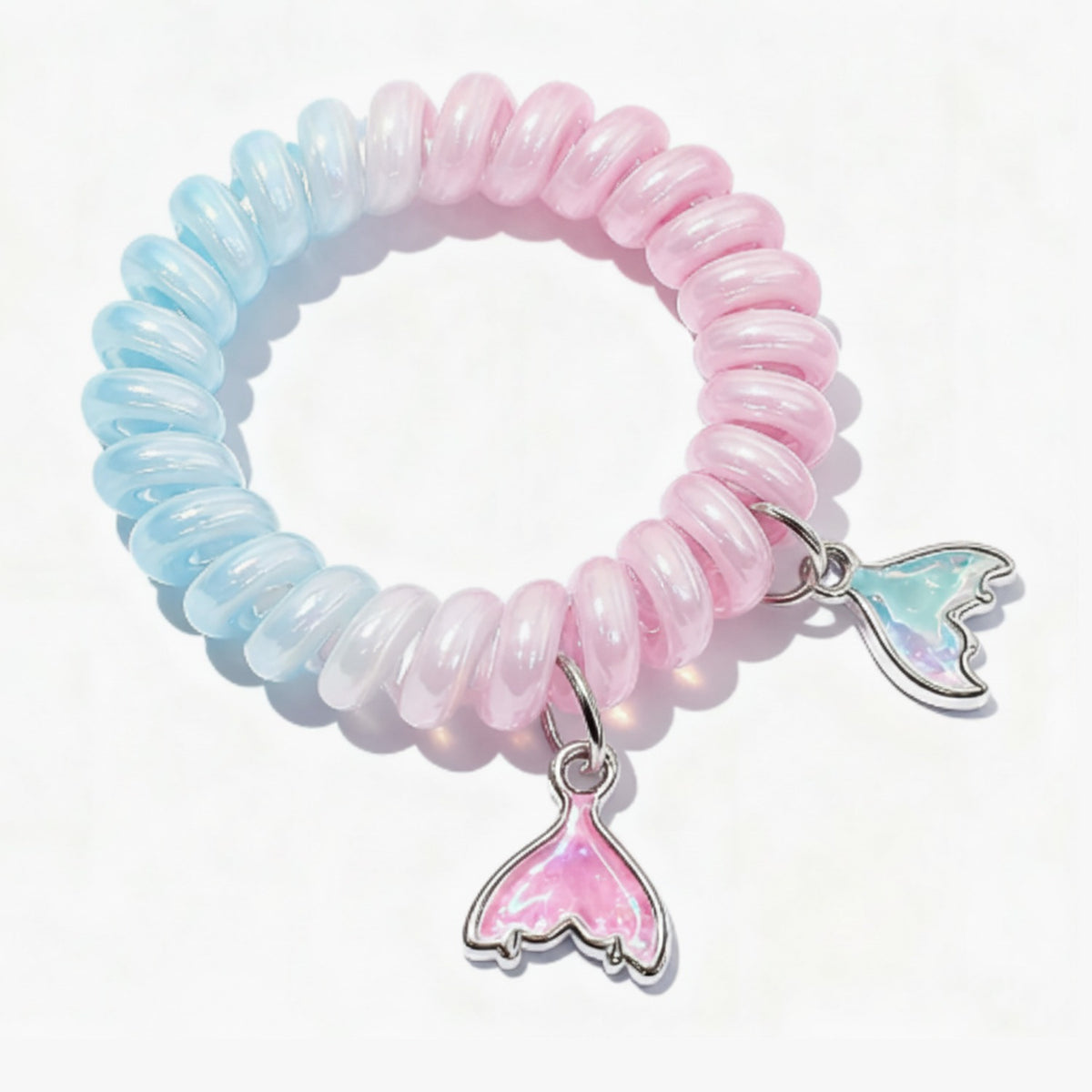 Pastel Gradient Mermaid Tail Charm Hair Coil Scrunchie – hair accessories