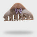 Taupe Hair Claw Clip With Purple Bow – hair accessories (view 1)