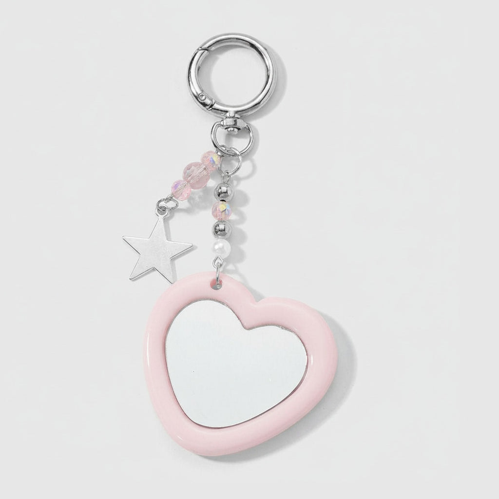 Pink Heart Acrylic Keyring With Star Charm – novelty & toys (view 1)