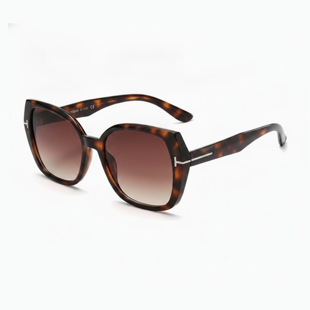 Tortoiseshell Square Gradient Sunglasses With Metal Bridge – eyewear (view 1)