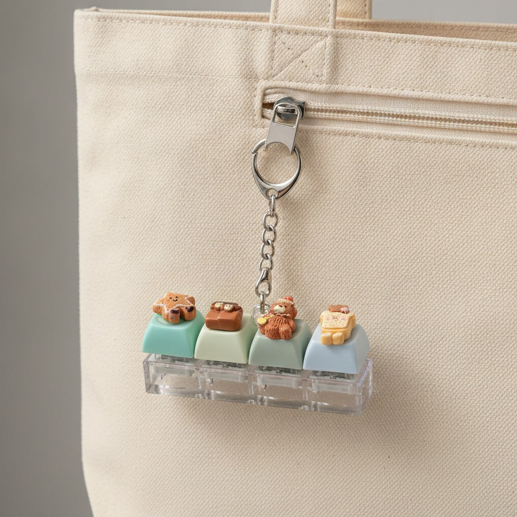 Miniature Dessert Keychain Charm - Bear & Stars