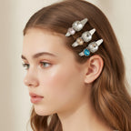 Gemstone Rhinestone Hair Clips Set Transparent Crystal Mix