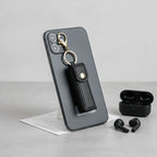 Heart Cutout Leather Keychain - Black