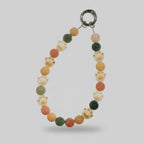 Beaded Charm Keychain with Cute Bead Accents Sage & Terracotta Mix
