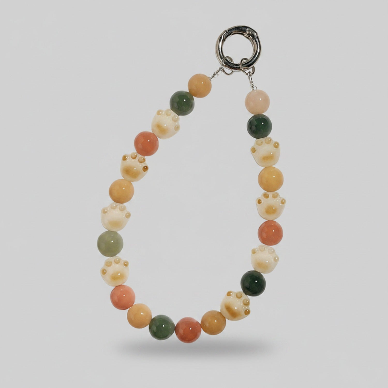 Beaded Charm Keychain with Cute Bead Accents Sage & Terracotta Mix