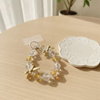 Beaded Cross Charm Keychain - Gold & Silver