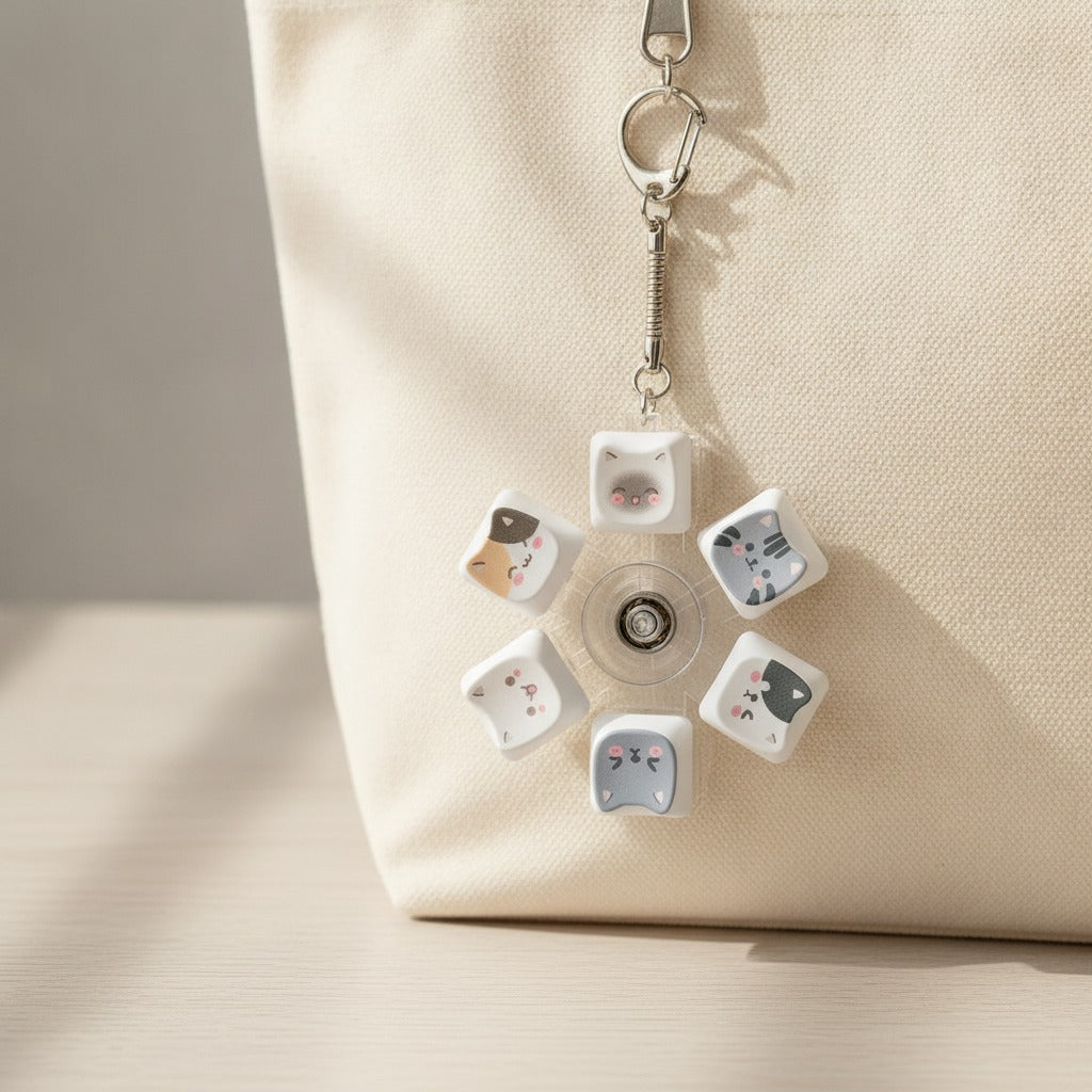 Spin Wheel Animal Face Keychain - Kitty Squad