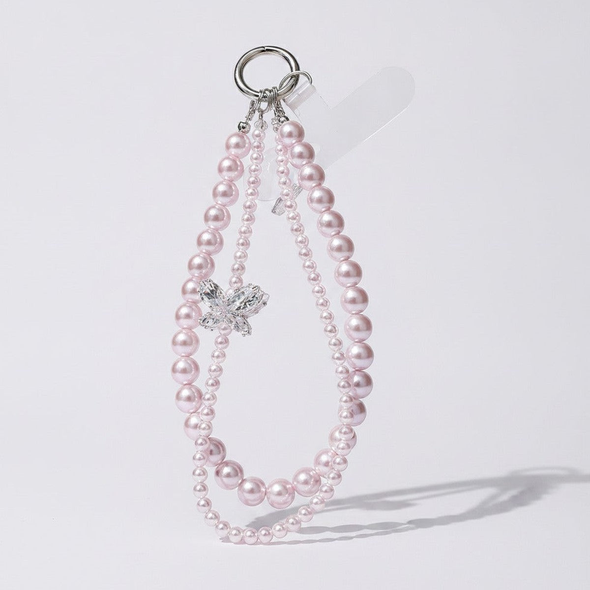 Pearl Butterfly Charm Keychain - Pink Pearl