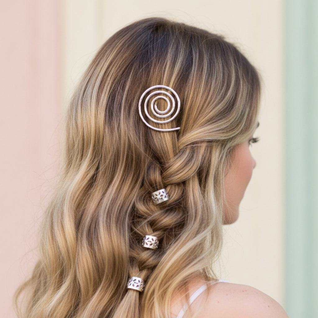 Gold Spiral Hair Clips Assorted Set Silver