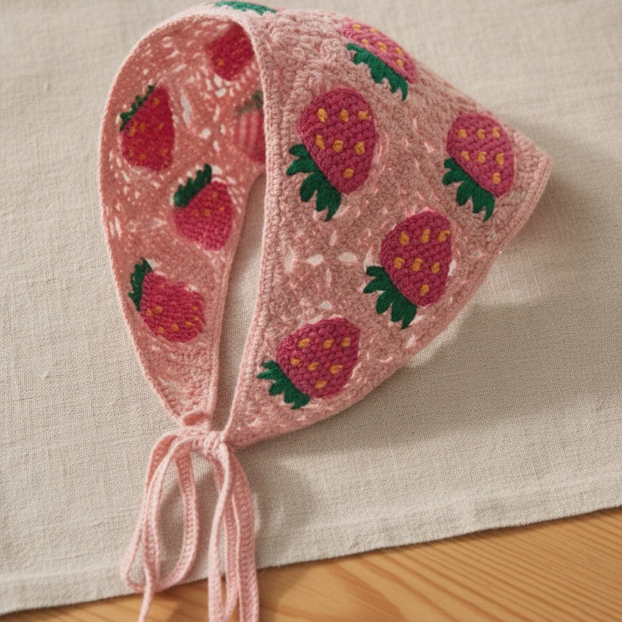 Embroidered Floral Mini Bonnet Headwrap - Type M