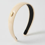 Cream Oval Gold Charm Padded Headband – hair accessories (view 1)