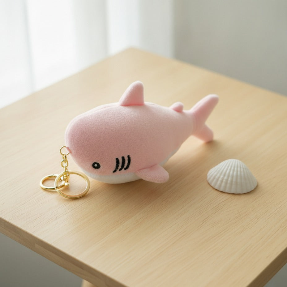 Plush Shark Keychain - Pink