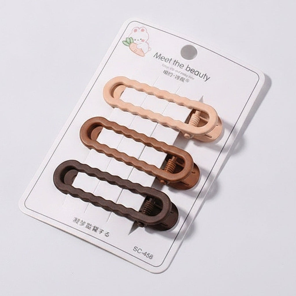 Textured Oval Hair Clips in Warm Tones Set – hair accessories (view 1)